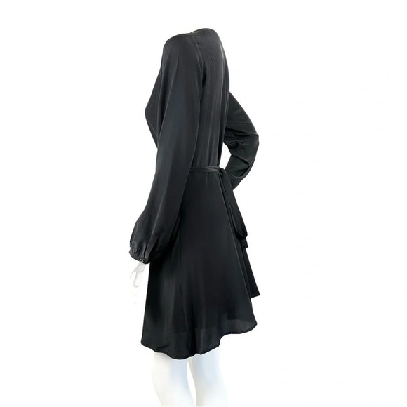 A Line Silk Black Wrap Dress Small WhimsiGoth Quiet Luxury Romantic Party - Picture 3 of 9